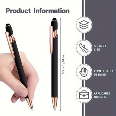 1 Stück Schwarzer Schöner Niedlicher Kugelschreiber, Mit Stiftspitze, Schwarze Tinte, 2-in-1 Metallstift, 1,0 mm Mittlere Spitze Geschmeidiger Kugelschreiber