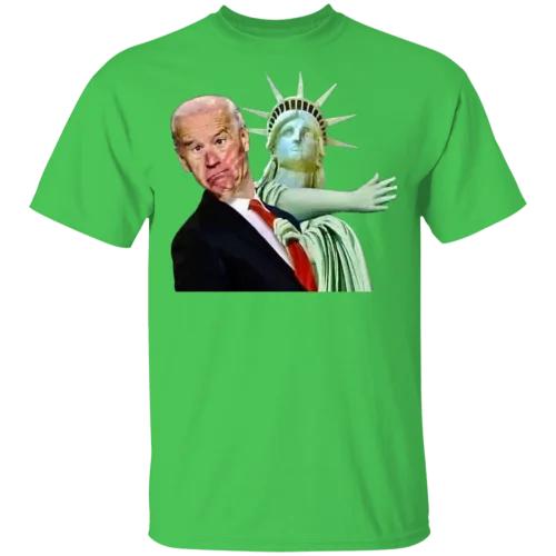 Joe Biden Statue of Liberty Proamerica Antibiden Libtards TShirt Short Sleeve 100 Cotton Casual Men T Shirt