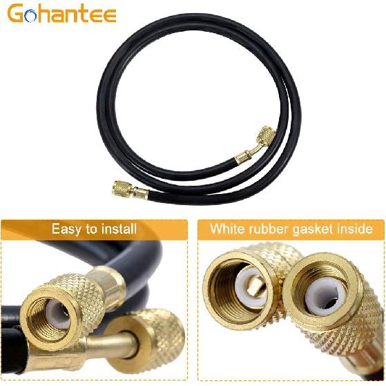 R410A AC Refrigerant Charging Hoses, 59“ HVAC Charging Hose with 1/4’’ SAE Female Flare, 800PSI Working Pressure for R410A R22 R134A R12 R502