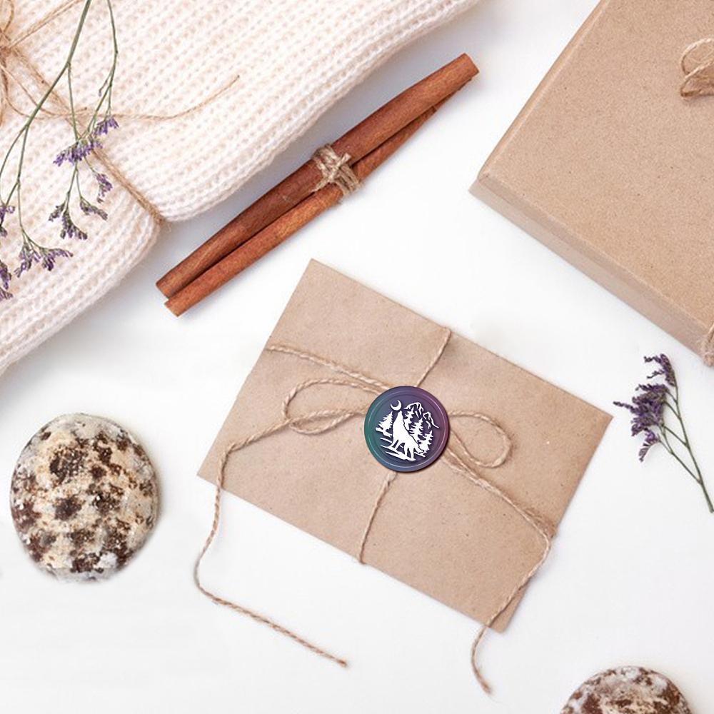 Moon and Animals Wax Seal Stamps Brass Head Moon Lanterns Pattern 0.98" Removable Round Wax Sealing Stamp Heads For Decorating