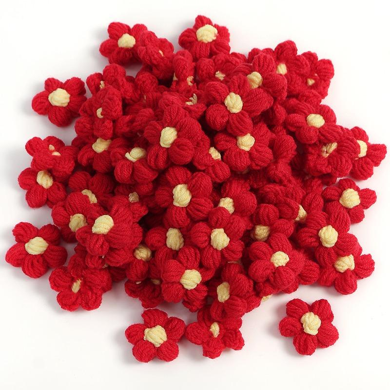 10pcs Hand-knitted Flower Applique Sew r For Clothes Shoes Hats Craft Diy Hair Clip Wedding Hats Decorative Accessories