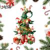 Holiday Decorative Wall Stickers Christmas Tree Window with Gnome And Snowman, Removable Glass Stickers, PVC Outdoor Door Decorations Waterproof