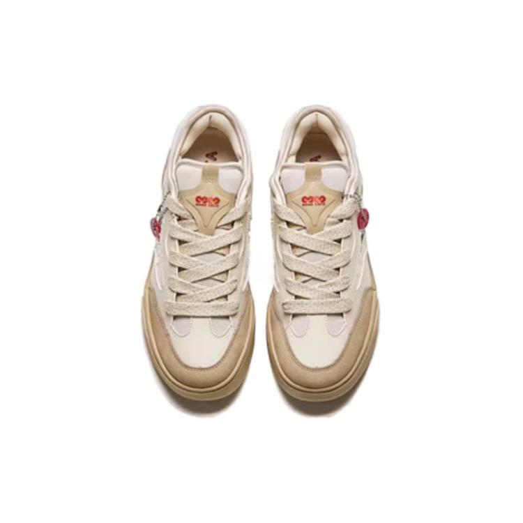 New Anta AOJIE Slip Resistant Breathable Low Top Skateboard Shoes Women's Beige Brown 922418071-5