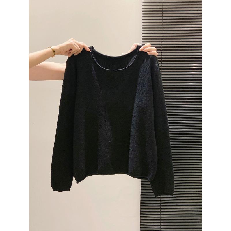 

Simple crew neck knitted sweater soft waxy sweater women s autumn and winter casual versatile lazy inner long-sleeved bottoming top XL чорний