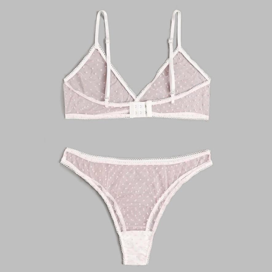 Buy Summer Women's Three-point Sexy Sling Bra Underwear Polka Dot Mesh ...
