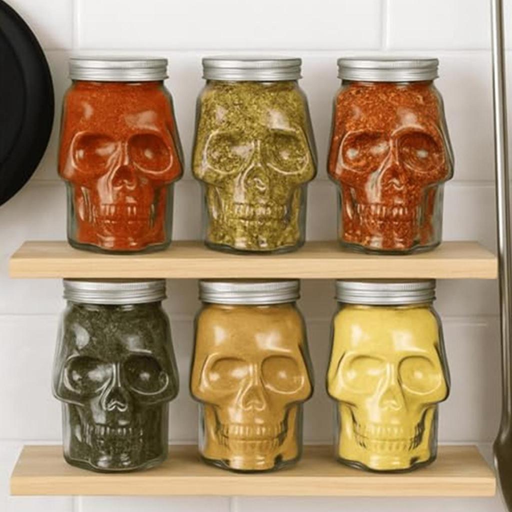 Skull Jars With Lid 500ml/800ml Reusable Spooky Decor Salt Containers For Home Bar  Coffee Station, Picnic Tabletop Dining Decor