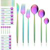Black Gold 36Pcs Matte Flatware Dinnerware Set Knife Dessert Fork Spoon Dinner Set Stainless Steel Tableware Kitchen Cutlery Set