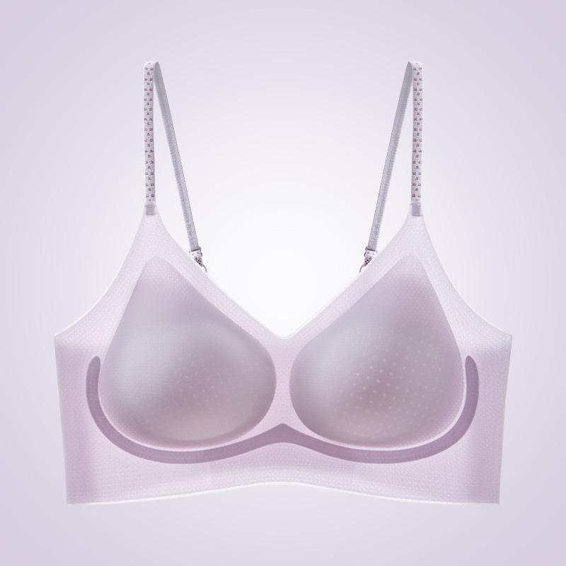 Ice Silk Beautiful Back Soft Support Sling Seamless Bra Light and Breathable Fixed Cup Gathered and Closed Sub-breast Vest Bra