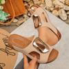 Large-Size Wedge Slippers for Women – Summer New Metal Buckle Lightweight Slide Sandals