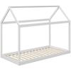 Single Bed Frame, House Scandinavian Style Wooden Bed Frame for 90W x 190Dcm Mattress, Pine Wood Bed Base, White
