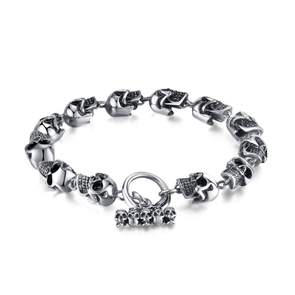 High Quality Retro Personalized Stainless Steel Creative Domineering Skull OT Buckle Bracelet for Men Jewelry Gift