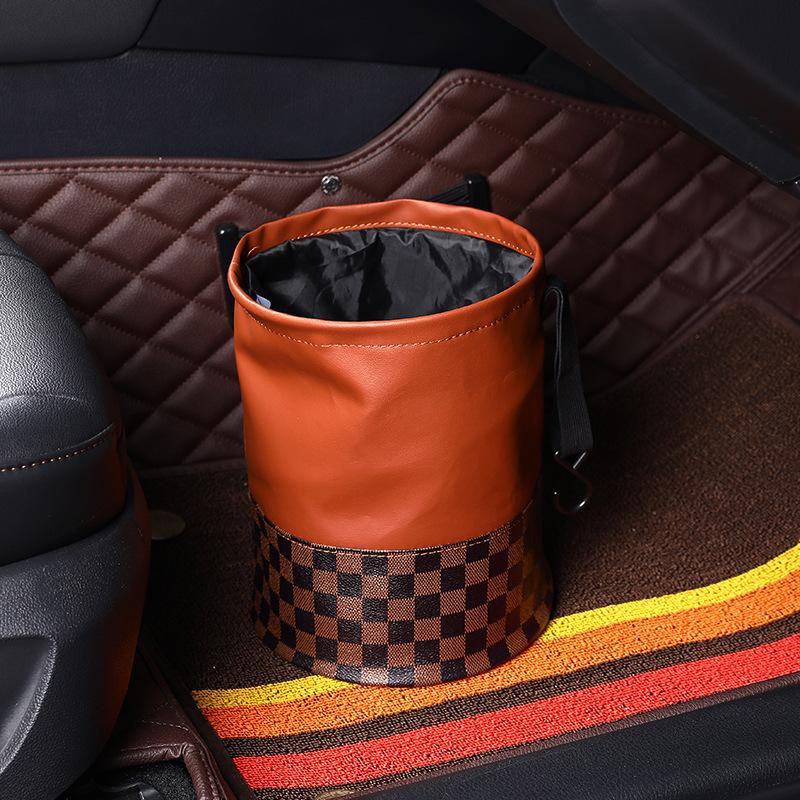 Foldable Leather Car Storage Box and Trash Can