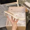Fashion Summer Women Pumps Sandals Jelly Slippers Sexy Open Square Toe High Heels Women Transparent Slippers Shoe Heel Clear Sandals