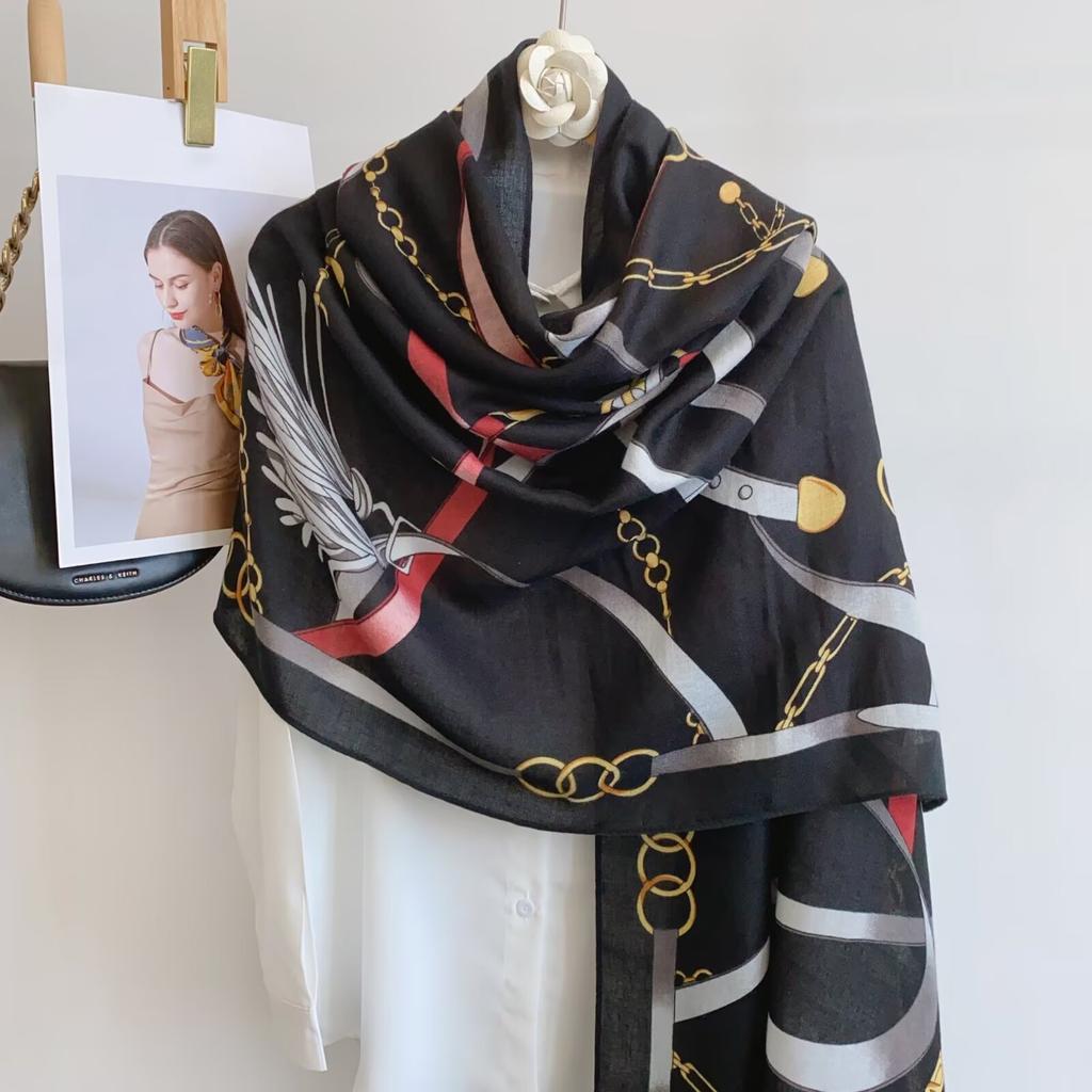 Korean Version Spring and Summer New Cotton and Linen Yarn Thin Silky Shawl Travel Sun Protection Beach Towel Women's Scarf Silk Scarf