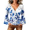 Women's Casual V-Neck Long Sleeve Floral Print Blouse