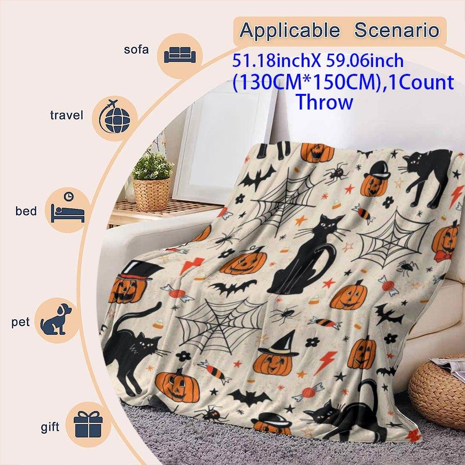 Festive Halloween Pumpkin Blanket Reversible Flannel Throw for Spooky Season AllSeason Comfort Autumn Celebration Gift