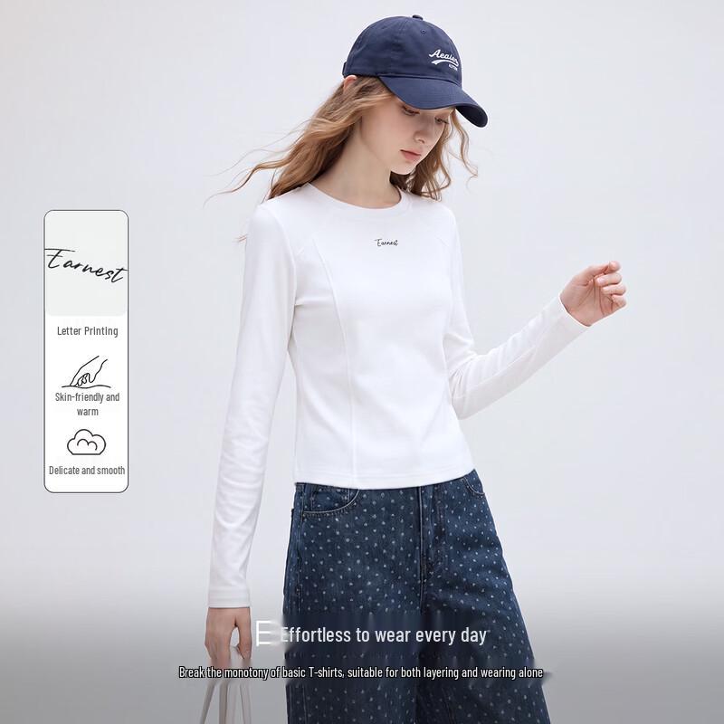 Women's Slim-Fit Long-Sleeve Round Neck T-Shirt