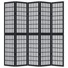Vidaxl Room Divider, 5-Panel, Black, Solid Paulownia Wood