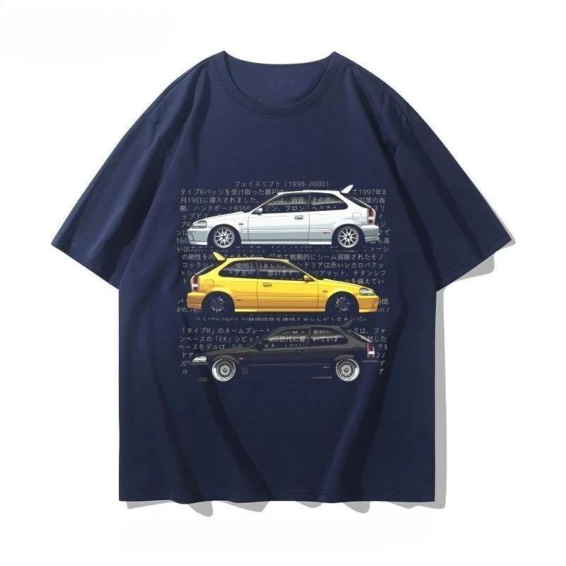 Honda Civic Type R EK9 "JDM Classic" Vintage Oversized Navy T-Shirt | Car Enthusiast Unisex Streetwear Tee