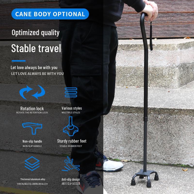 Teleskopkrücken aus Aluminiumlegierung für ältere Menschen mit gebogenem Griff