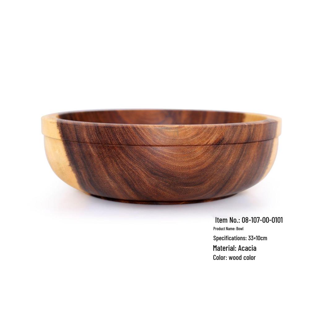 YFJY Acacia Wood Bowl Set - Japanese Style, Moisture-Proof Wooden Bowls and Plates for the Home.