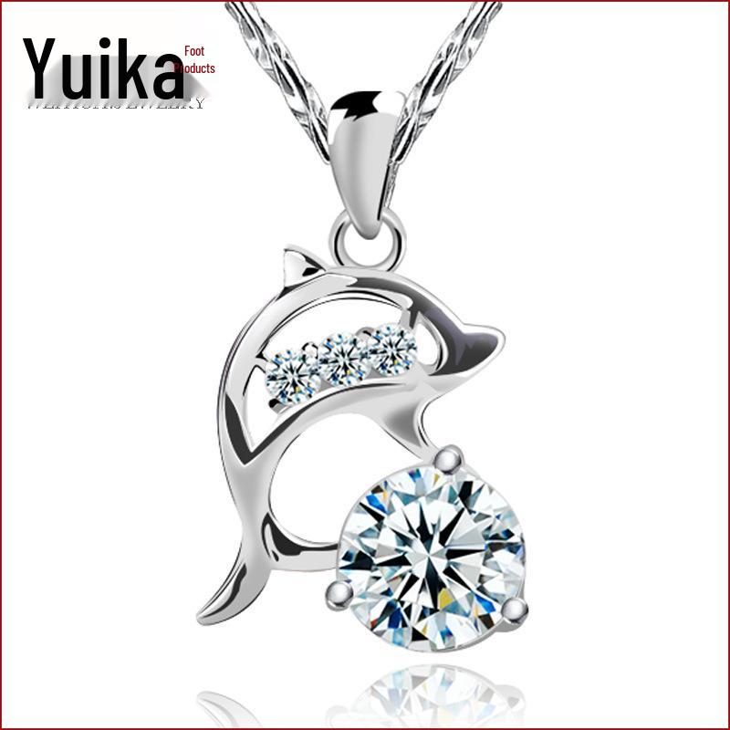 

Weihua Женское ожерелье с кристаллами и посеребрением в виде дельфина - подарок на День святого Валентина для девушки