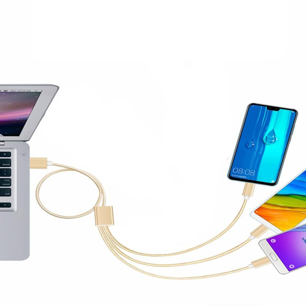 USB 2.0 Type A Male to 3 Type C Male Splitter Cable USB Multi Charging Cable Connector for Phone High Speed