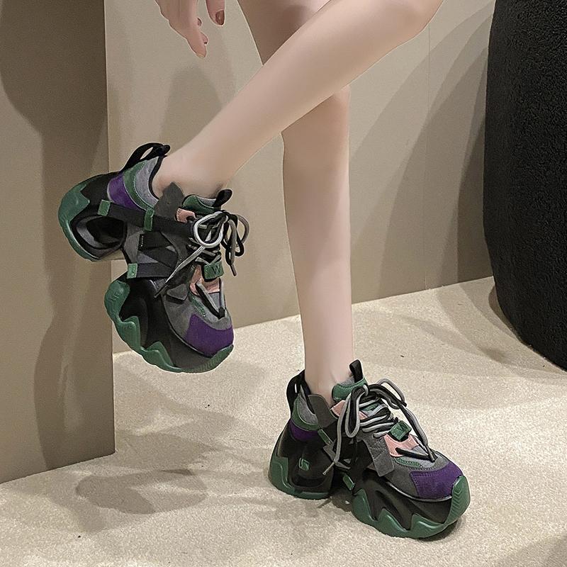 Fashion Autumn Women's Sneakers New Breathable High Platform Shoes Woman Ladies Vulcanize Casual Chunky Sneakers Zapatillas Mujer 7.5CM