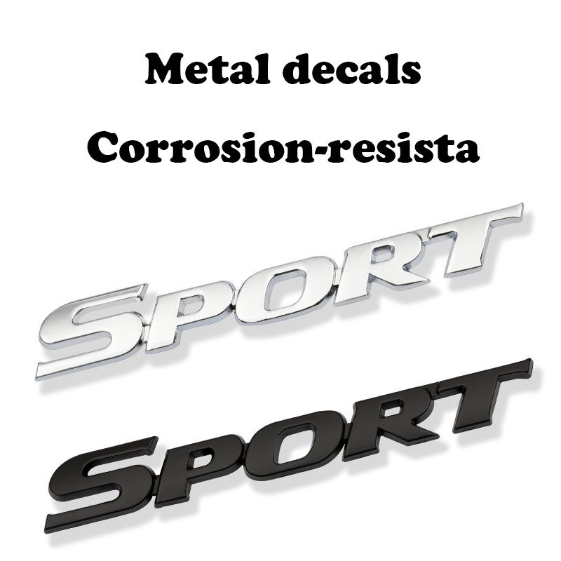 1Pc Car Accessories Sticker Styling Metal 3D Chrome Black Car Trunk Racing Sport Word Letter Logo Emblem Badge Decal Sticker