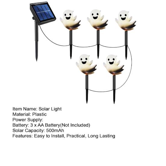 Solar Halloween Ghost Pathway Light IP44 Waterproof Weather-Resistant Auto On/Off