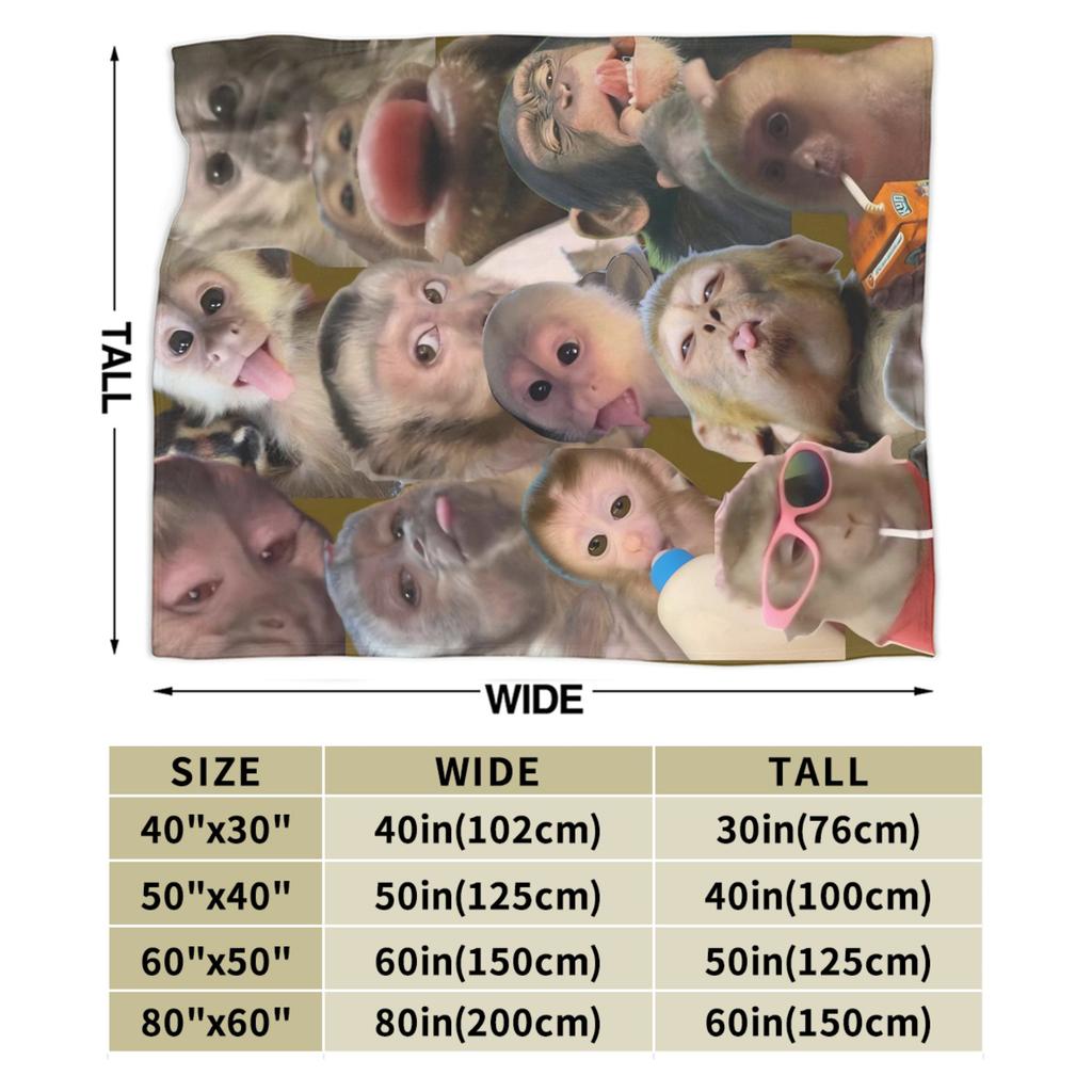 Funny Monkey Cartoon Throw Fashion Blanket for Couch  Soft Fuzzy Plush Fashion Blanket  Multi-size Bedspreads for All Seasons