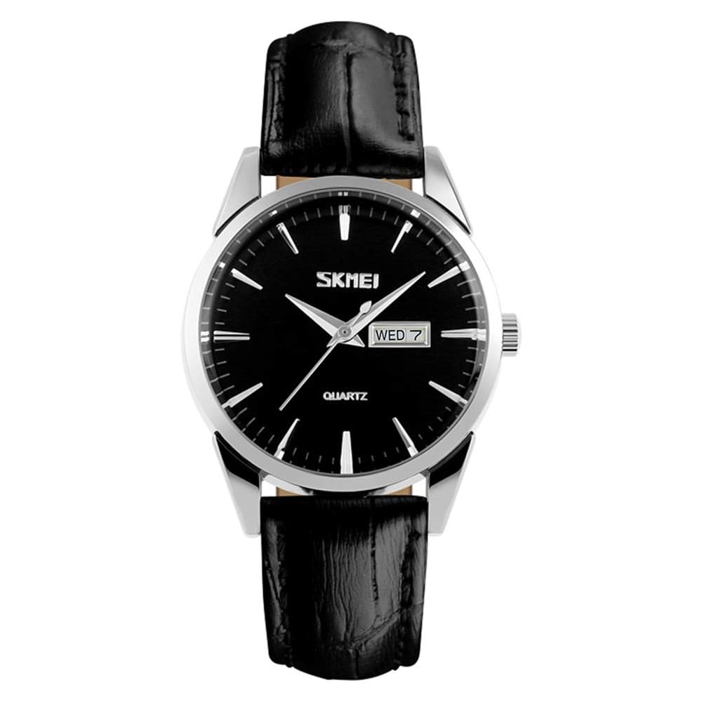 Fashionable Women s Black Quartz Analog Watch with Leather Strap Waterproof Casual Date Classic