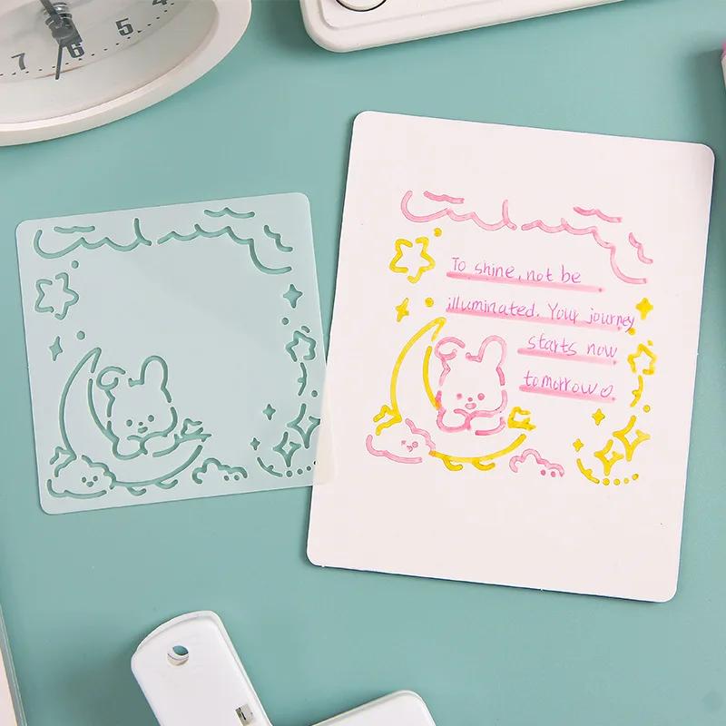 6pcs Children's Stencils Cartoon Animal Pattern Drawing Template Notebook Graffiti Student School Supplies