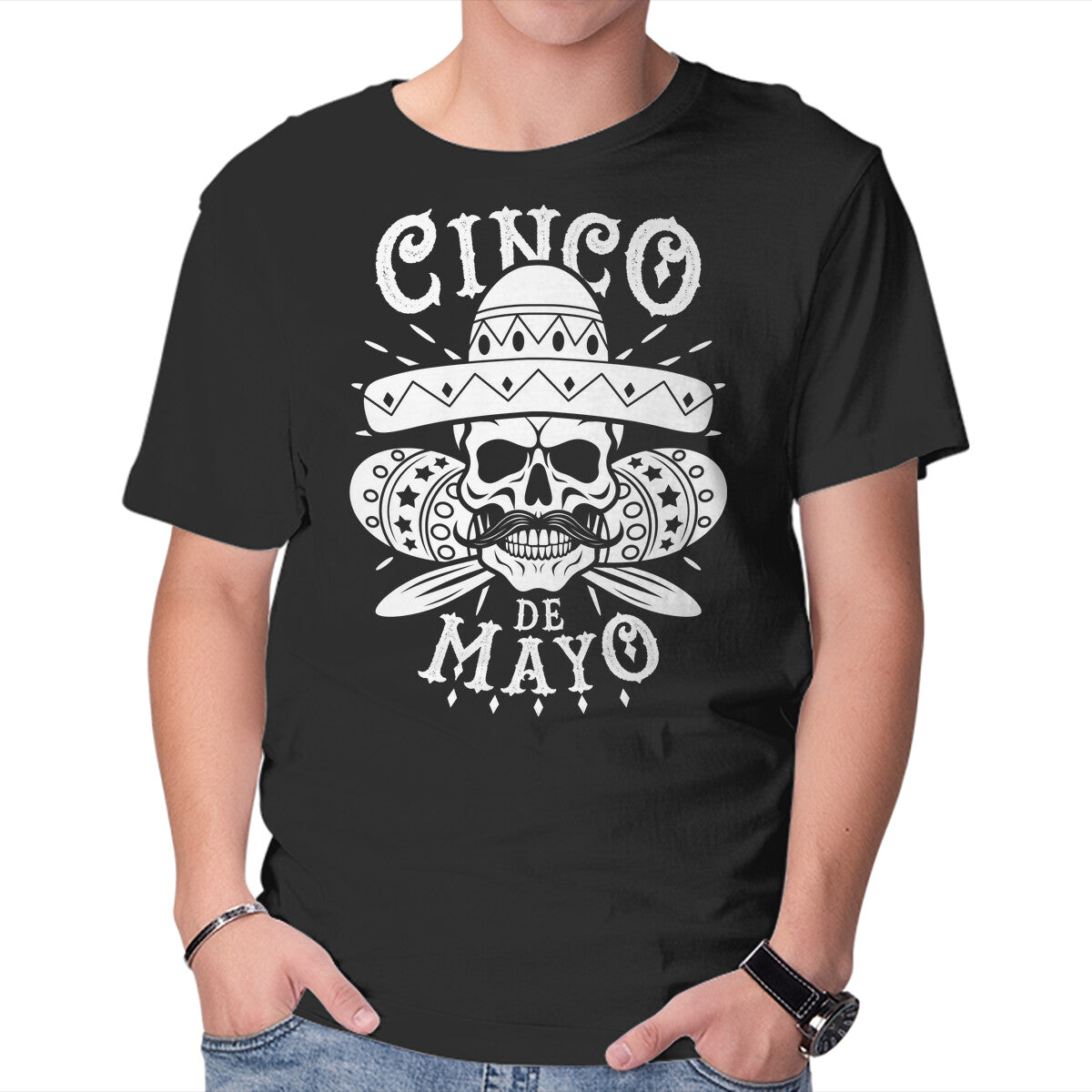 Unisex Crew Neck T-Shirt Cinco De Mayo Skull Graphic Short Sleeve Casual Tee XXL