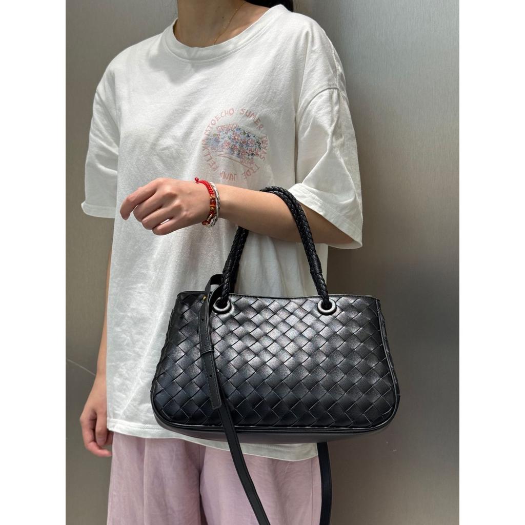Cross-border New Cowhide Woven Basket Bag Retro Premium Portable Vegetable Basket Bag Large Capacity Shoulder Messenger Women's Bag