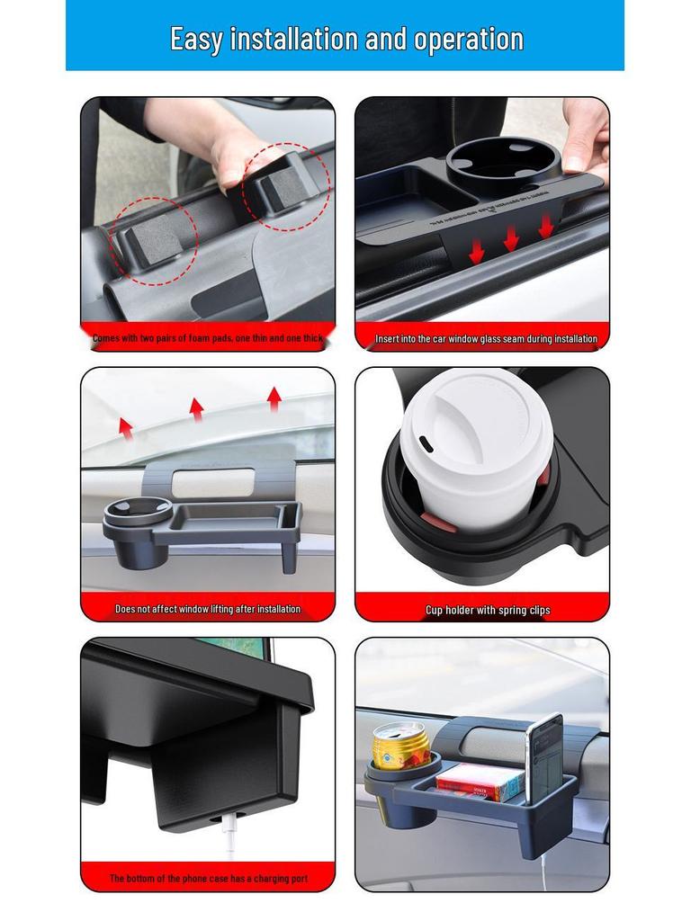 Multifunctional Car Window Storage Box: Phone Holder, Cup Holder, Key Organizer.