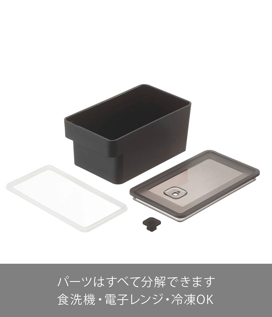Yamazaki Tower Airtight Food Container with W10 X X with 7708 Handle, Black, Approx. D17.8 H8.4cm, Bubble,