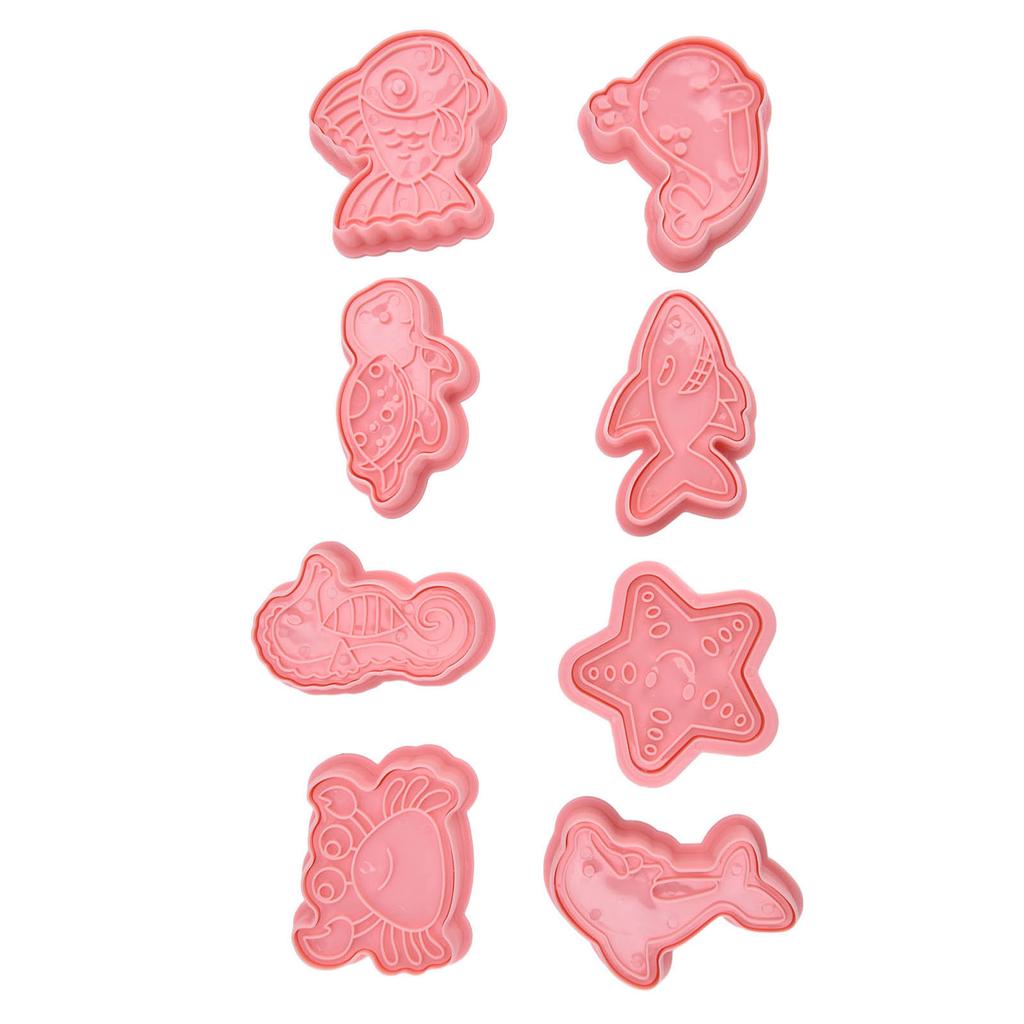 Tăietori de fursecuri din plastic cu model de animal marin, 3D, desen animat, presabil, formă pentru copt, pentru patiserie de bucătărie