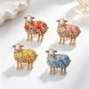 1Pcs Rose-Flower Sheep Brooches For Women Unisex 4-Color Rhinestone Year Of The Goat Animal Party Office Brooch Pin Gifts