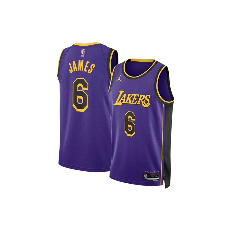 Jordan Lakers Saison 22-23 LeBron James Nr.. 6 Splicing Rundhals-Pullover mit Markenlogo-Print Atmungsaktives Schnelltrocknendes Basketball-Tanktop DO9530-505