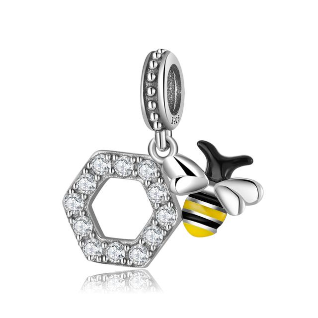 925 Sterling Silver Microphone Shape Flamingo Pink CZ Beads Fit Original Designer Charms Bracelet Bangles DIY Jewelry Making