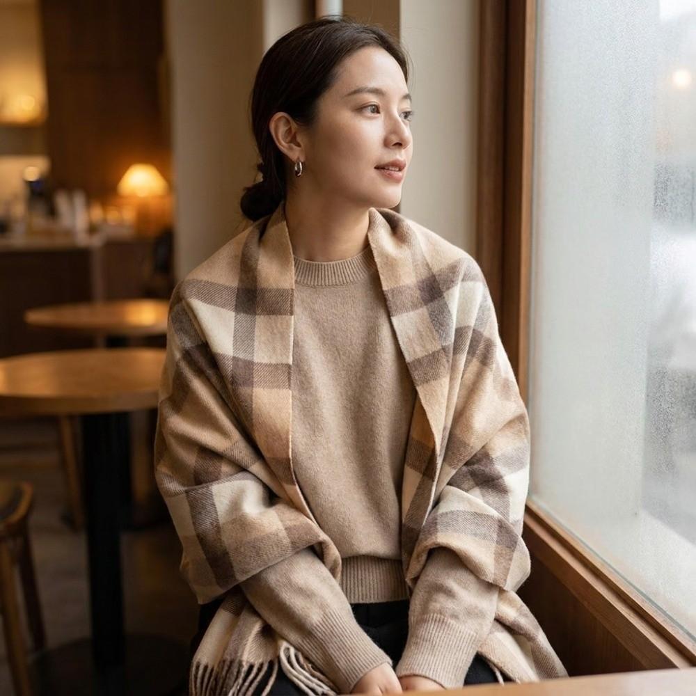Double-Sided Imitation Cashmere Scarf Thickened Unisex Scarf Shawl Classic Plaid Scarf Women