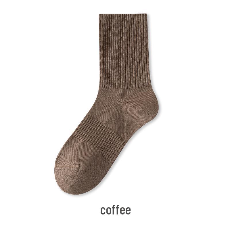Chaussettes mi-mollet en coton pour femmes - Absorbantes la transpiration, résistantes aux odeurs, couleur unie pour le printemps et l'automne