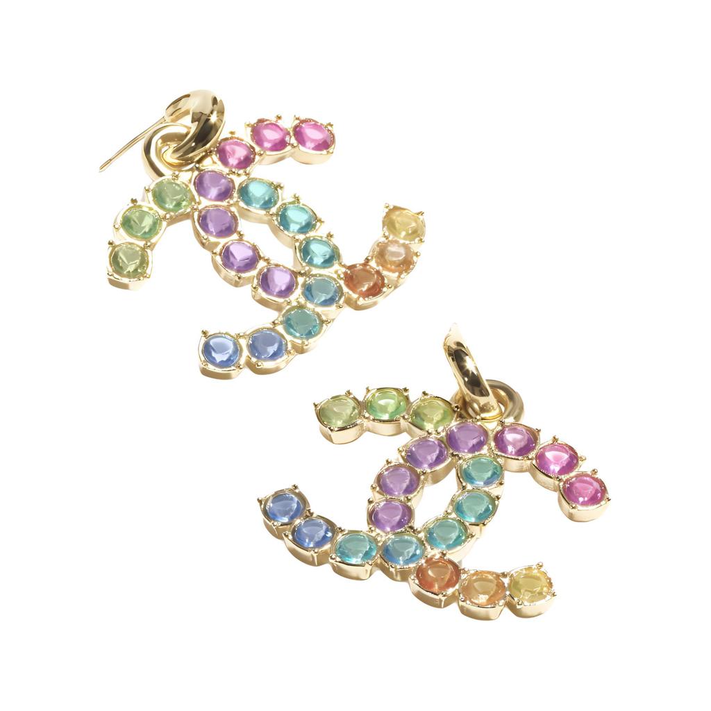 Chanel Multicolor Design Metal Brass Earrings Women Earrings Gold ABC304B15460NU627