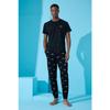 Kurzärmliges Herren-Pyjama-Set mit Dogg-Print in Schwarz