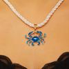 Cute Colorful Enamel Crab Lobster Ocean Animal Pendant White Rope Chain Necklace for Men Women Ocean Style Vacation Jewelry Gift