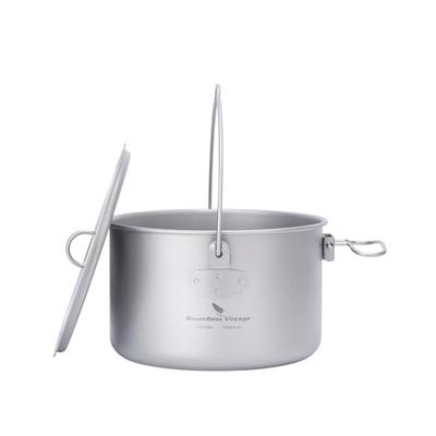 Boundless Voyage Titanium Cookware Pot, Cookware for Campfires, Hanging Pot, Rust-Resistant, Lightweight, Foldable Handle, Solo Camping, Outdoor Campi