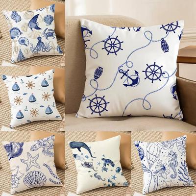 Tiere Meeres-Thema Druck Kissenbezug Seidig elegant Komfort Sofa Bett Unsichtbarer Reißverschluss Strandkissenbezug