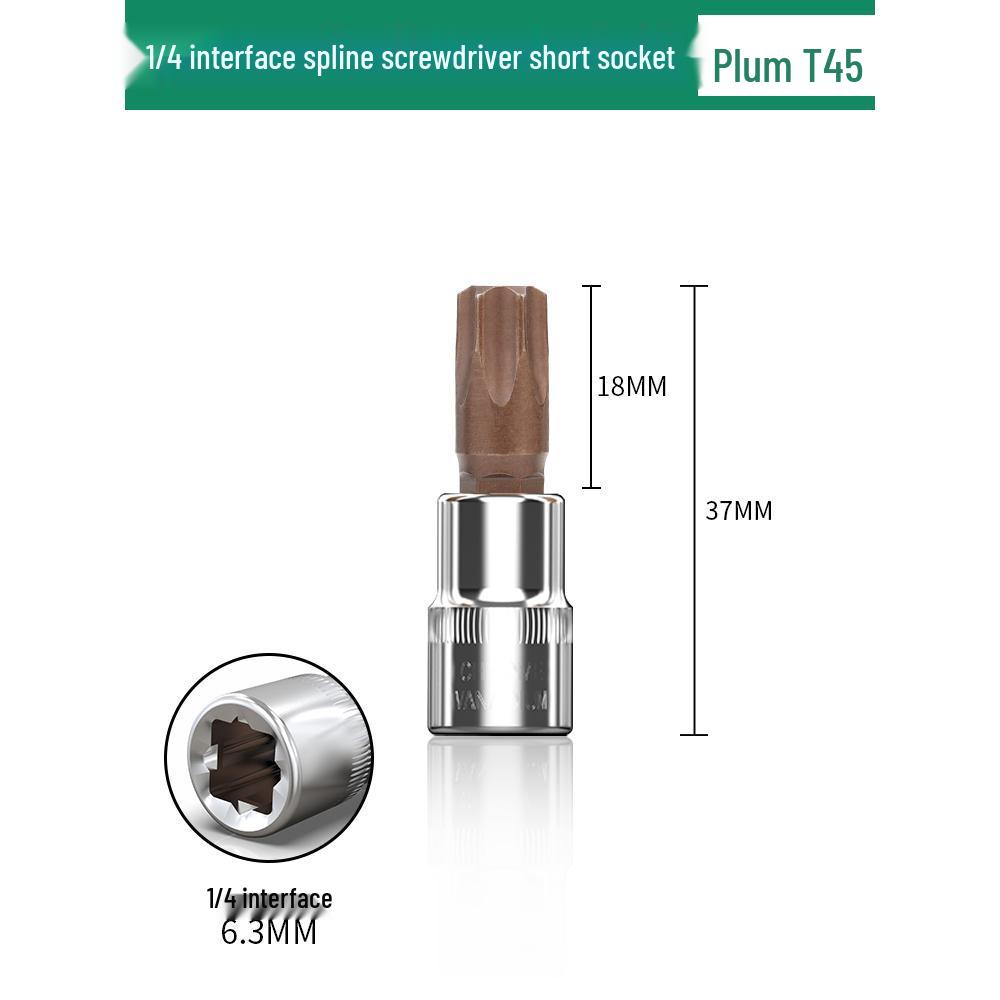 1/4" Small Fly Socket Bit Wrench with T8 Star, Inner Hex, Slotted, Rice Flower, Cross Screwdriver Heads