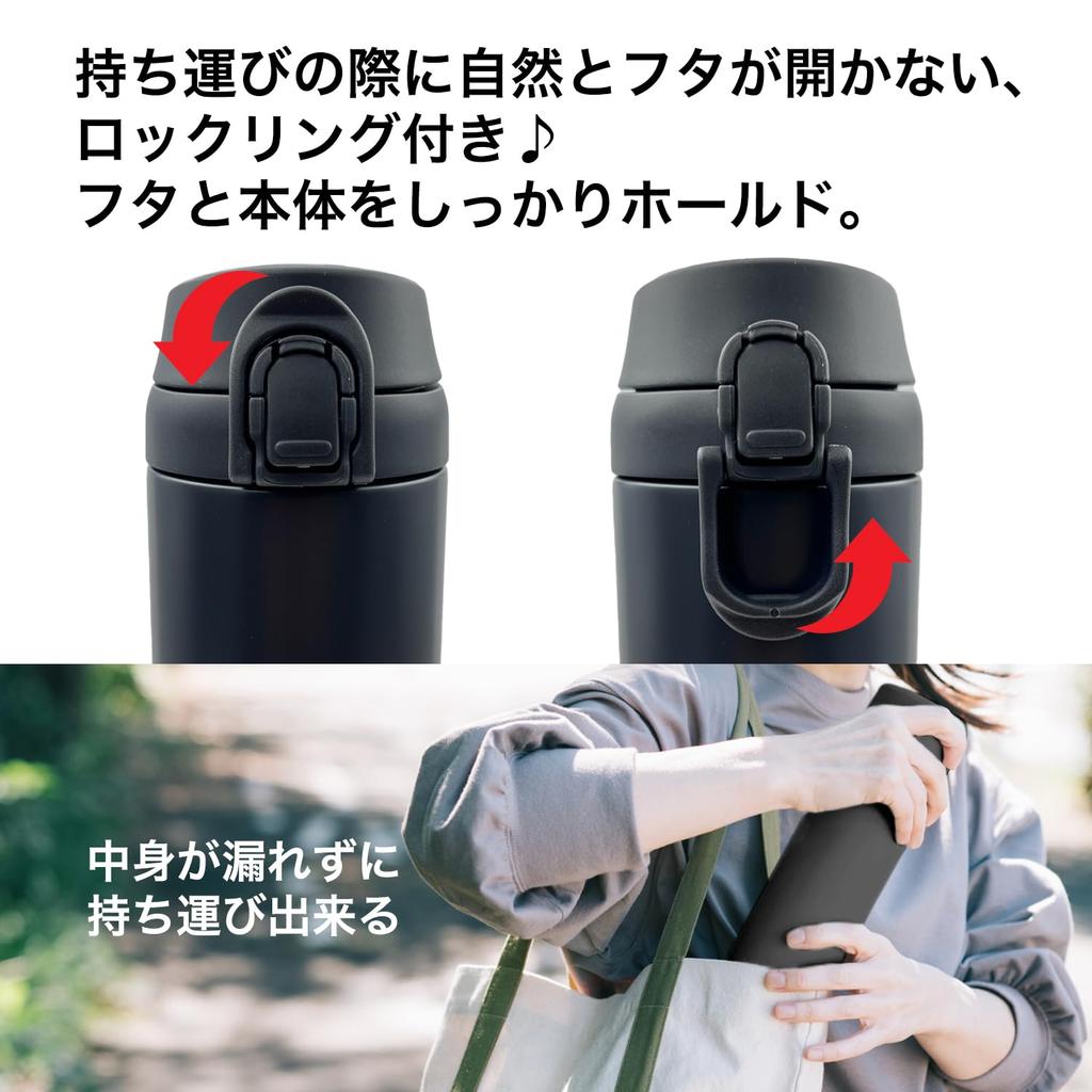 CLEAN HOUSE Stainless Steel Bottle, One-Touch Insulated, Hot & Cold Mug (Midnight Navy, 480ml)